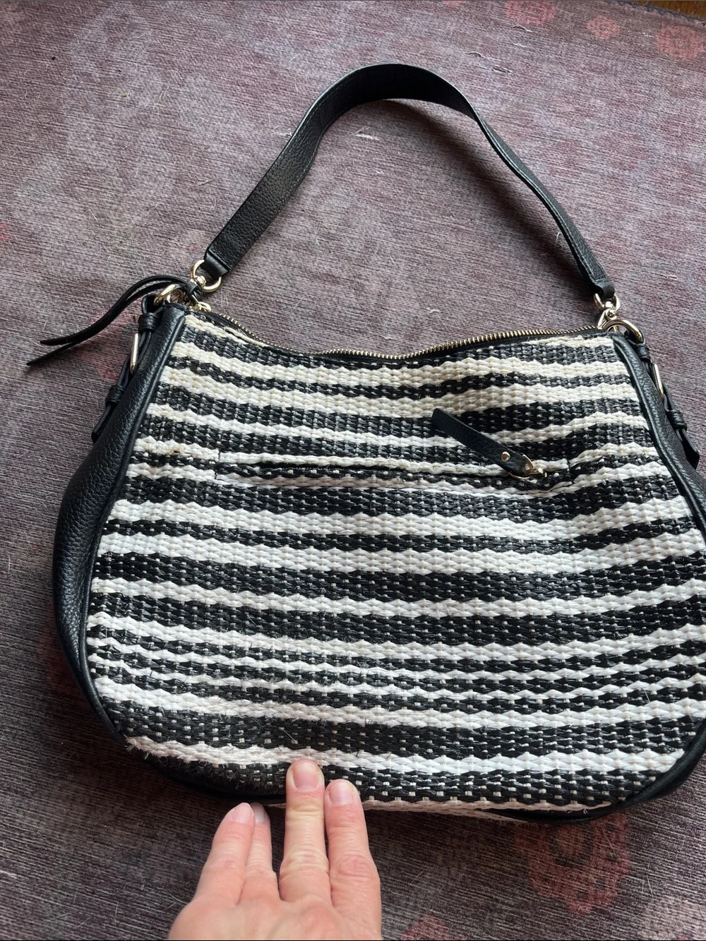kate spade Black and White Woven Shoulder Bag